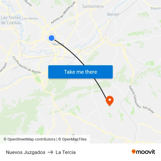 Nuevos Juzgados to La Tercia map