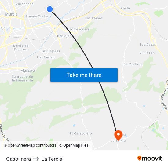 Gasolinera to La Tercia map