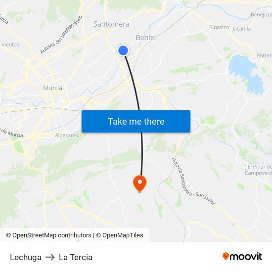 Lechuga to La Tercia map