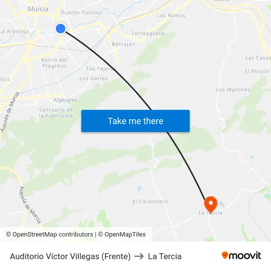 Auditorio Víctor Villegas (Frente) to La Tercia map