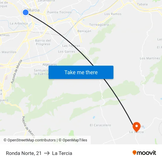 Ronda Norte, 21 to La Tercia map