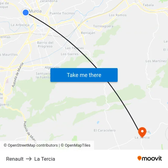Renault to La Tercia map