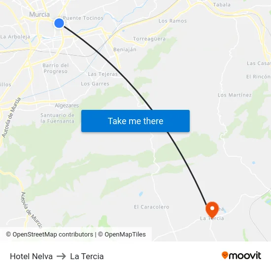 Hotel Nelva to La Tercia map