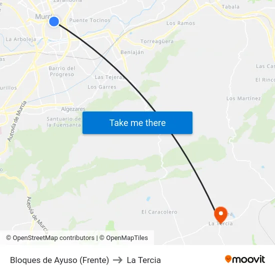 Bloques de Ayuso (Frente) to La Tercia map