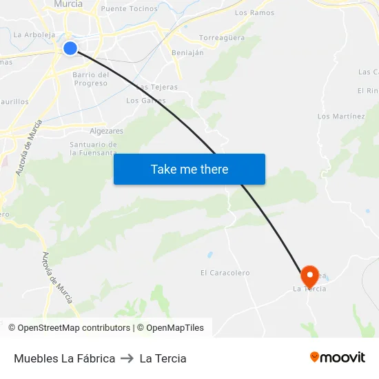 Muebles La Fábrica to La Tercia map