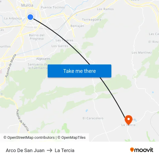 Arco De San Juan to La Tercia map