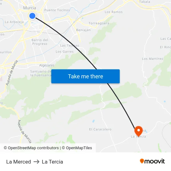 La Merced to La Tercia map