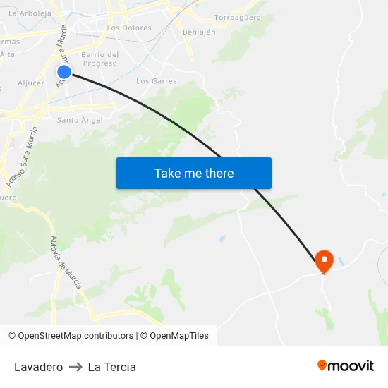 Lavadero to La Tercia map