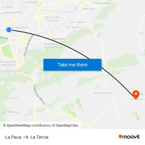 La Paca to La Tercia map