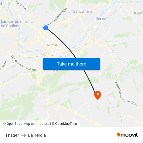 Thader to La Tercia map