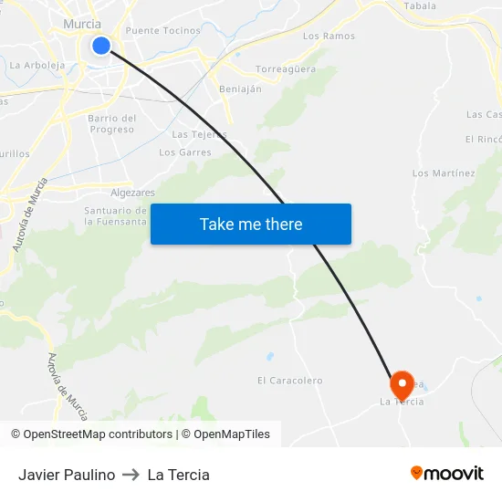 Javier Paulino to La Tercia map