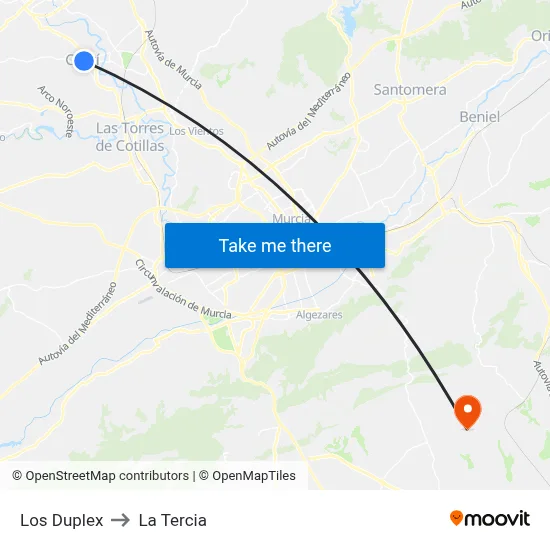 Los Duplex to La Tercia map
