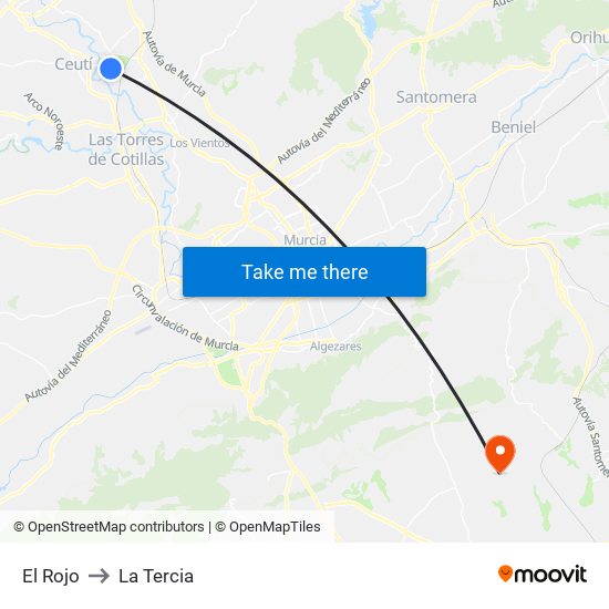 El Rojo to La Tercia map