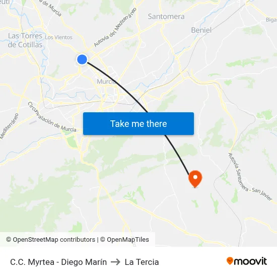 C.C. Myrtea - Diego Marín to La Tercia map