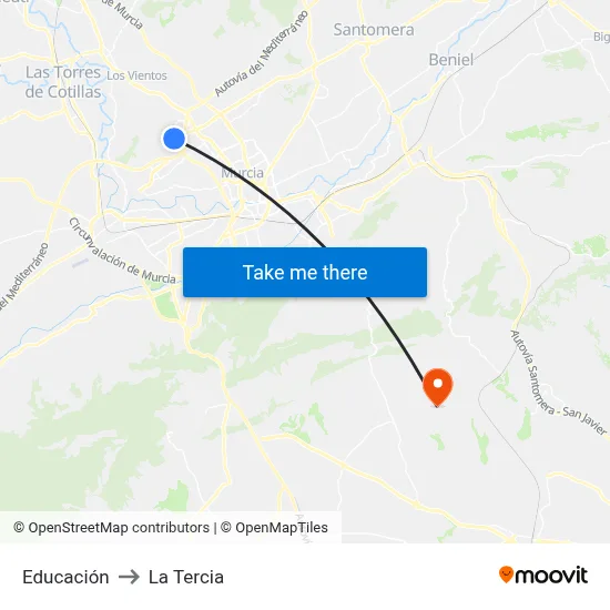 Educación to La Tercia map