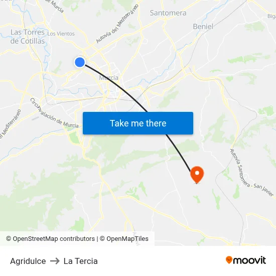 Agridulce to La Tercia map