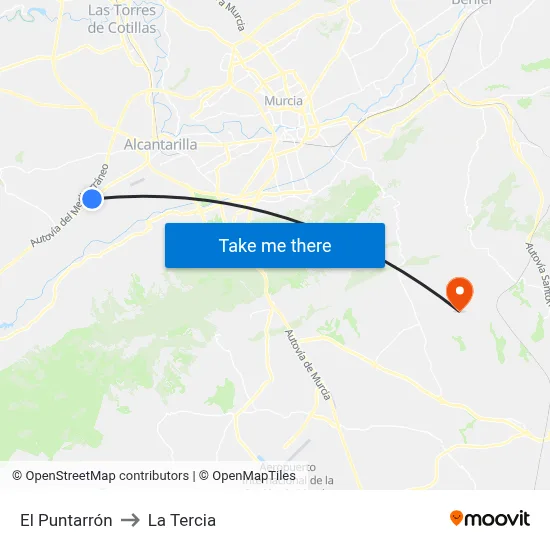 El Puntarrón to La Tercia map