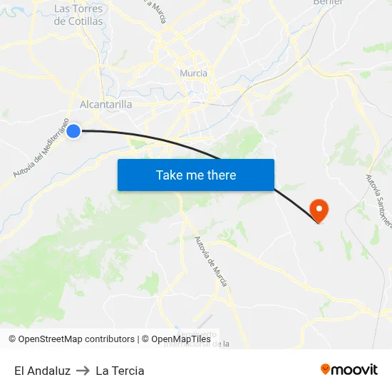 El Andaluz to La Tercia map