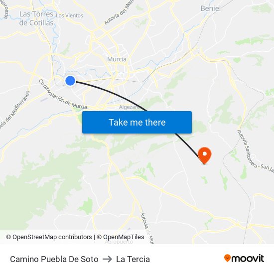 Camino Puebla De Soto to La Tercia map