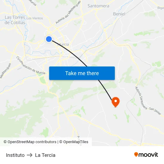 Instituto to La Tercia map