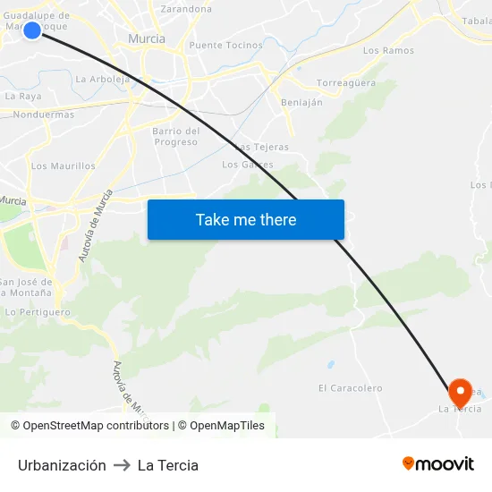 Urbanización to La Tercia map