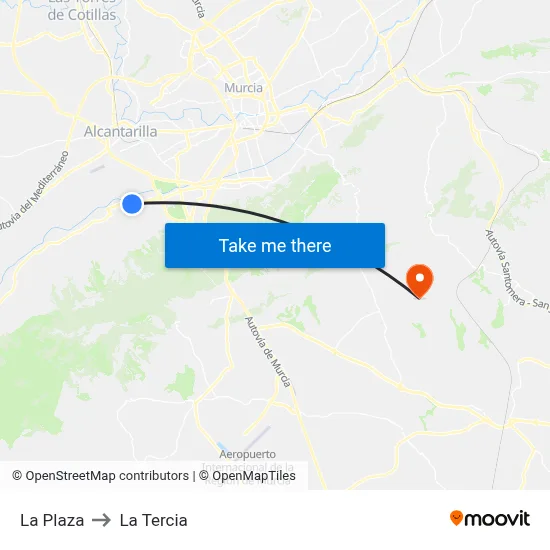 La Plaza to La Tercia map