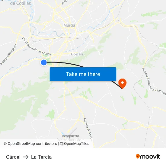 Cárcel to La Tercia map