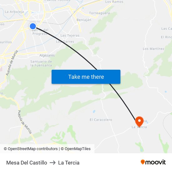 Mesa Del Castillo to La Tercia map