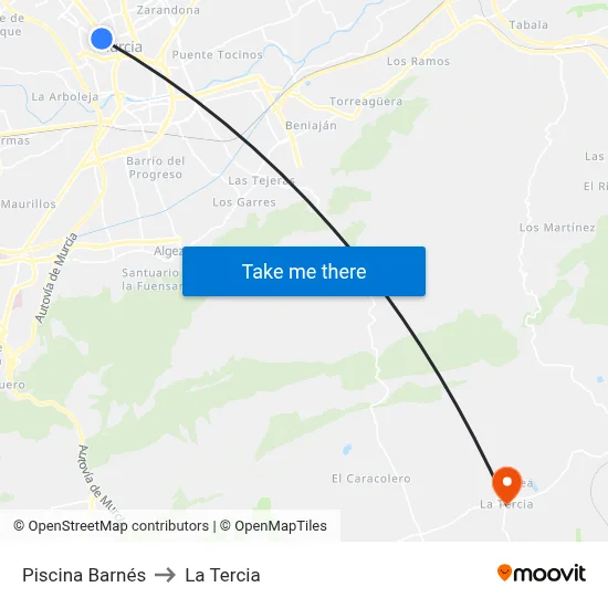 Piscina Barnés to La Tercia map