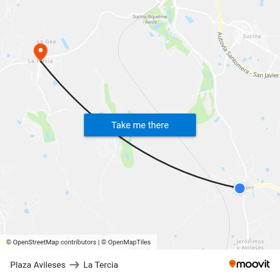 Plaza Avileses to La Tercia map