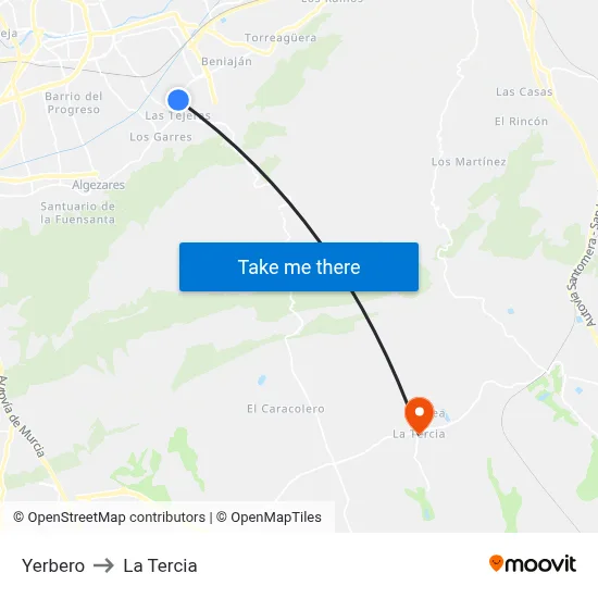 Yerbero to La Tercia map