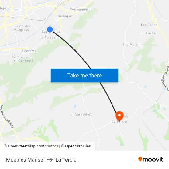 Muebles Marisol to La Tercia map
