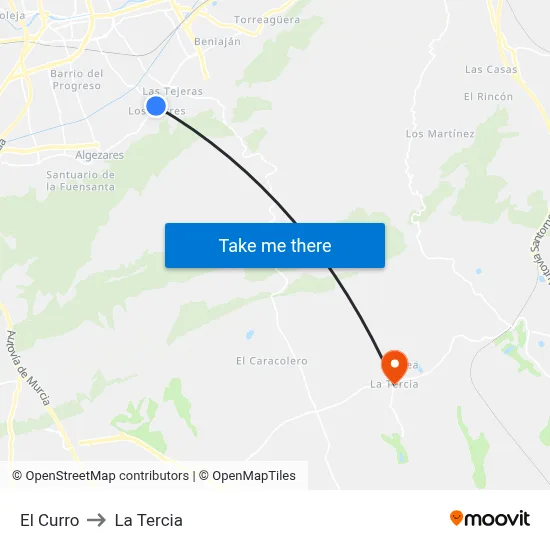 El Curro to La Tercia map