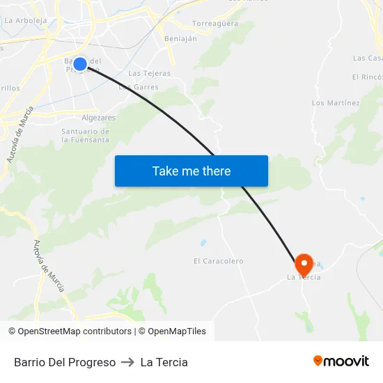 Barrio Del Progreso to La Tercia map