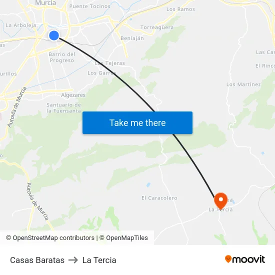 Casas Baratas to La Tercia map