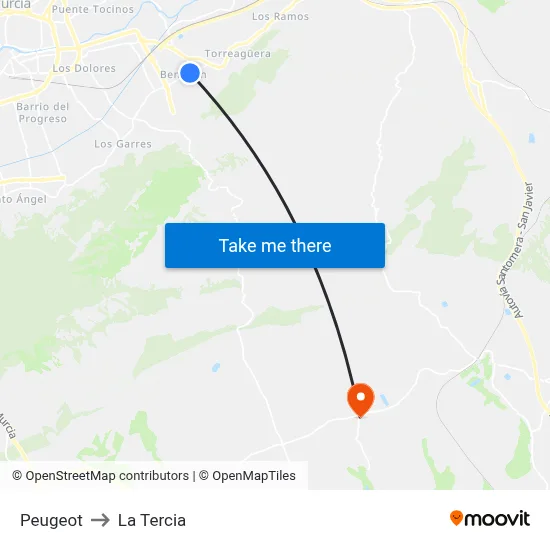 Peugeot to La Tercia map