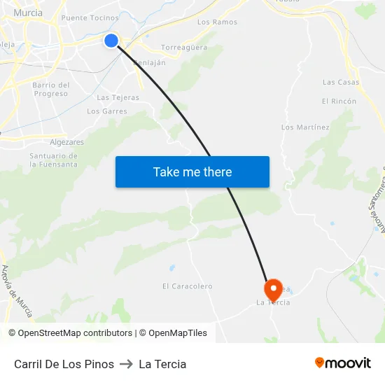 Carril De Los Pinos to La Tercia map