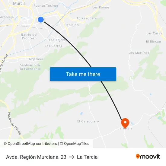 Avda. Región Murciana, 23 to La Tercia map