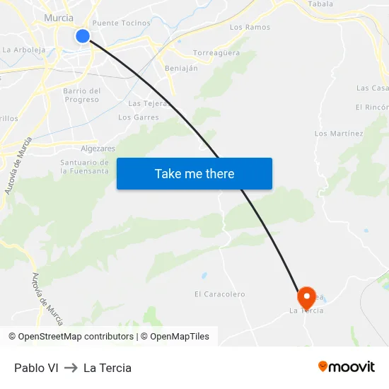 Pablo VI to La Tercia map