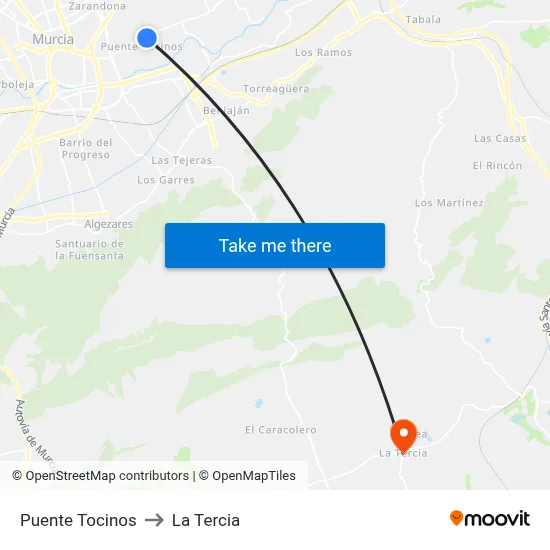 Puente Tocinos to La Tercia map