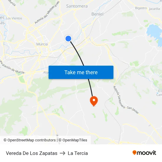 Vereda De Los Zapatas to La Tercia map
