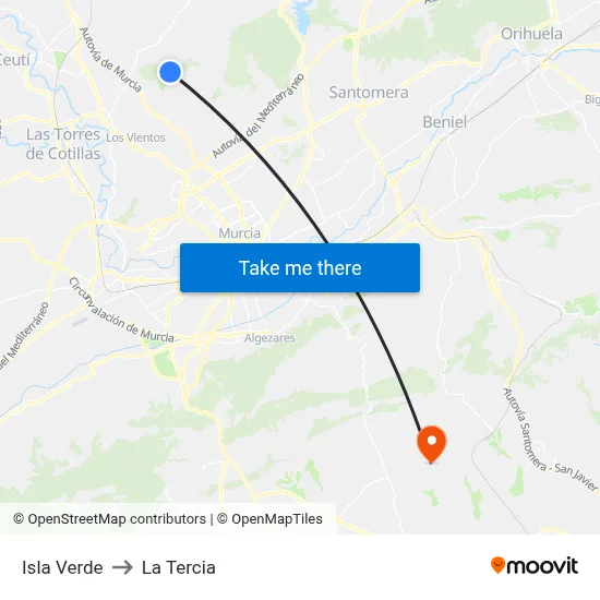 Isla Verde to La Tercia map