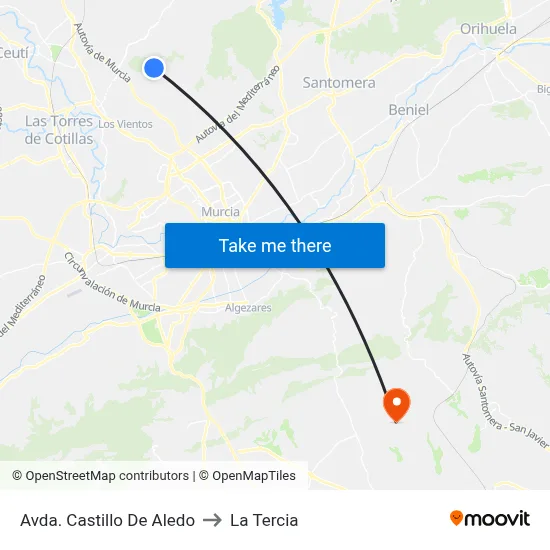 Avda. Castillo De Aledo to La Tercia map