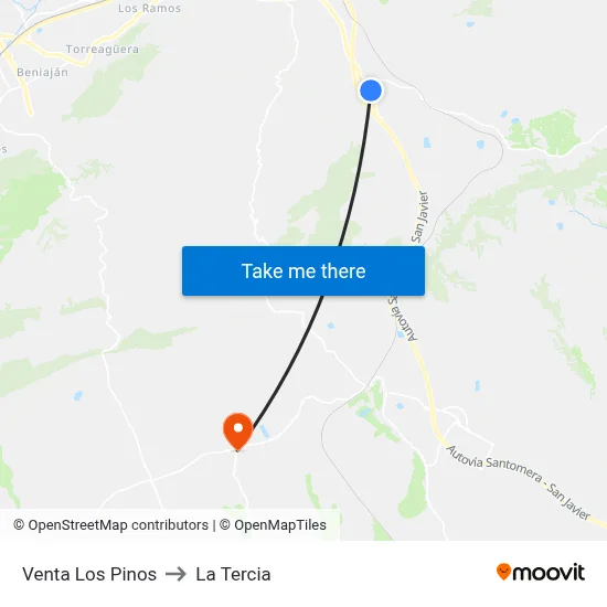 Venta Los Pinos to La Tercia map