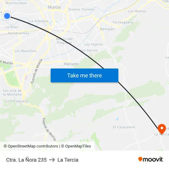 Ctra. La Ñora 235 to La Tercia map