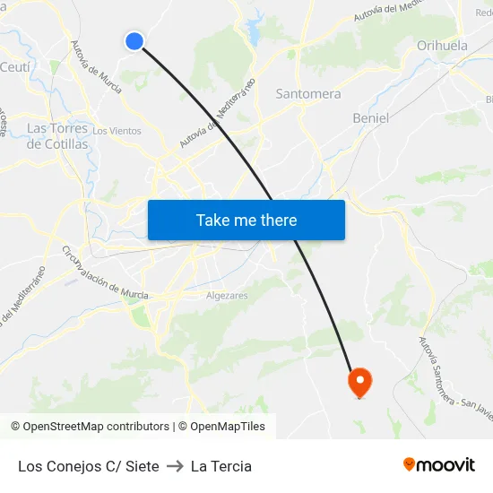 Los Conejos C/ Siete to La Tercia map