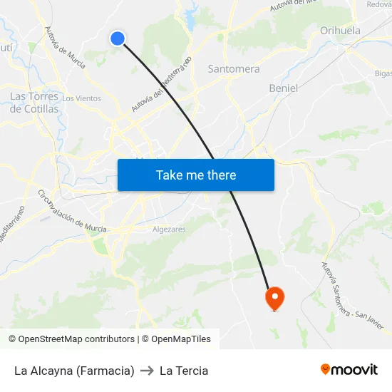 La Alcayna (Farmacia) to La Tercia map