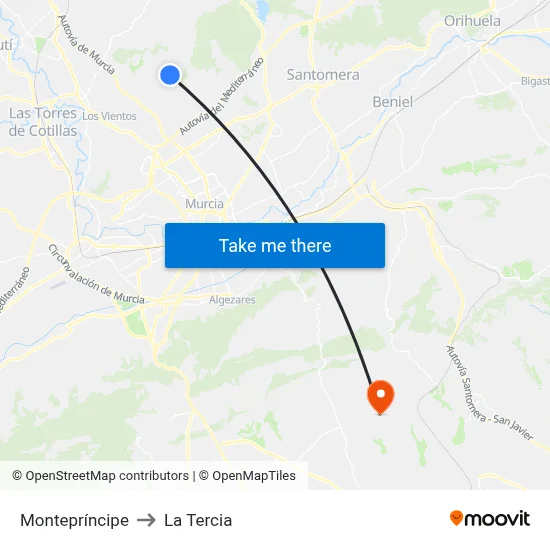 Montepríncipe to La Tercia map