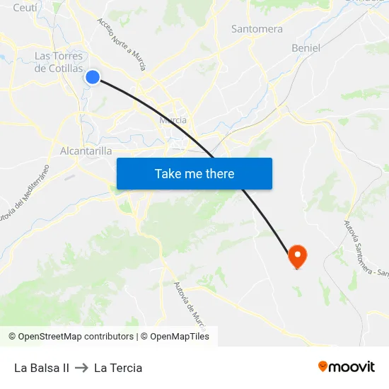 La Balsa II to La Tercia map