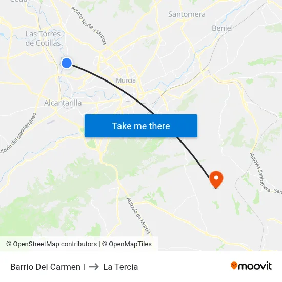 Barrio Del Carmen I to La Tercia map